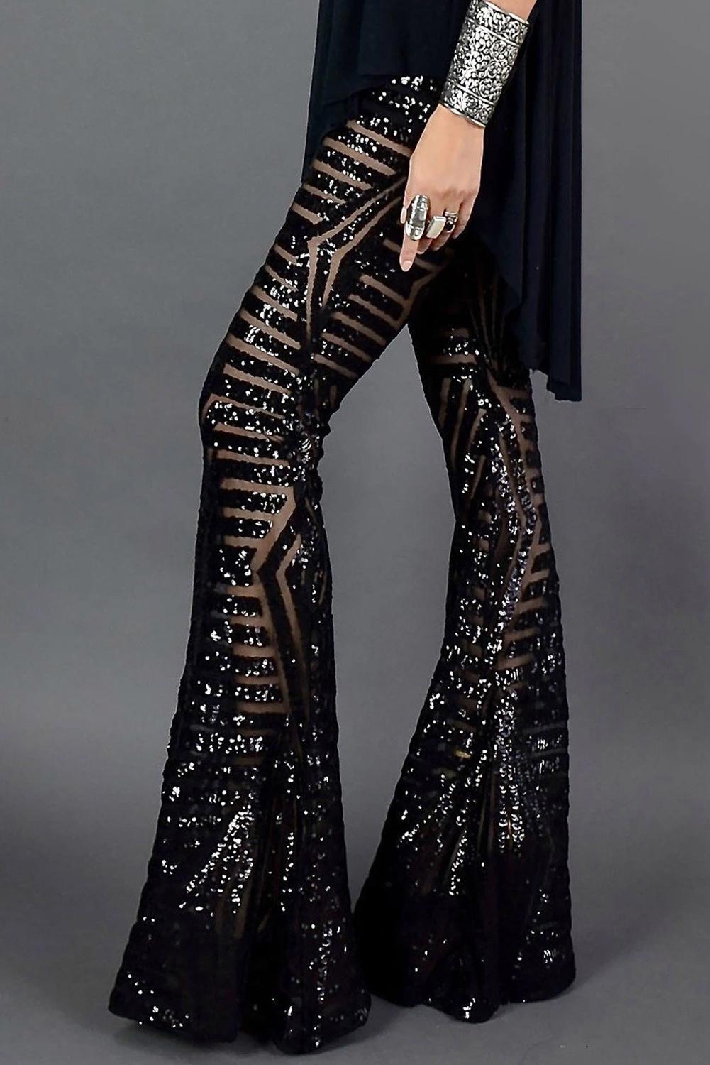 Black Sequin Palazzo Pant  New York  Company  Trendy clothes for women  Clothes for women Flair pants