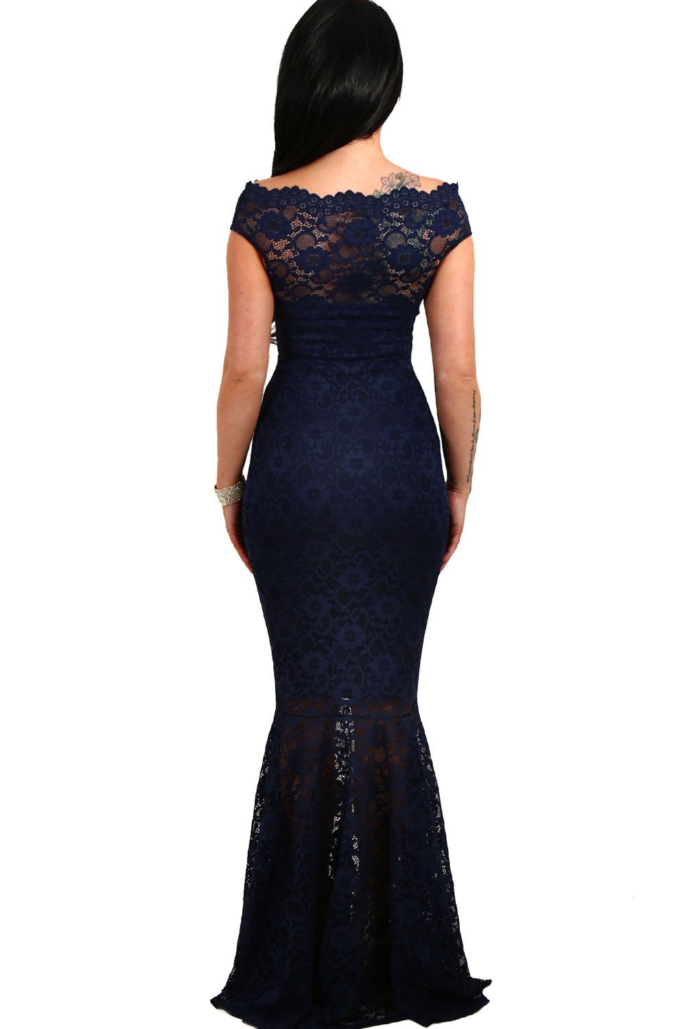 Buy Blue Lace Fishtail Maxi Dress Online India Boldgal