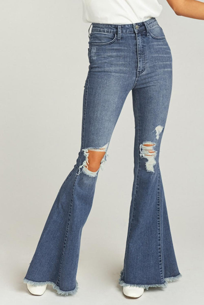 Buy Blue Bell Bottom Zip up Jeans - Boldgal.com